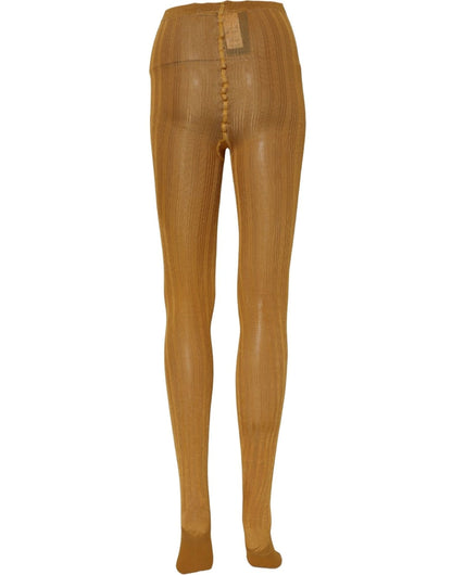 Dolce & Gabbana Mustard Ribbed Tights Pantyhose Stockings IT3 | M