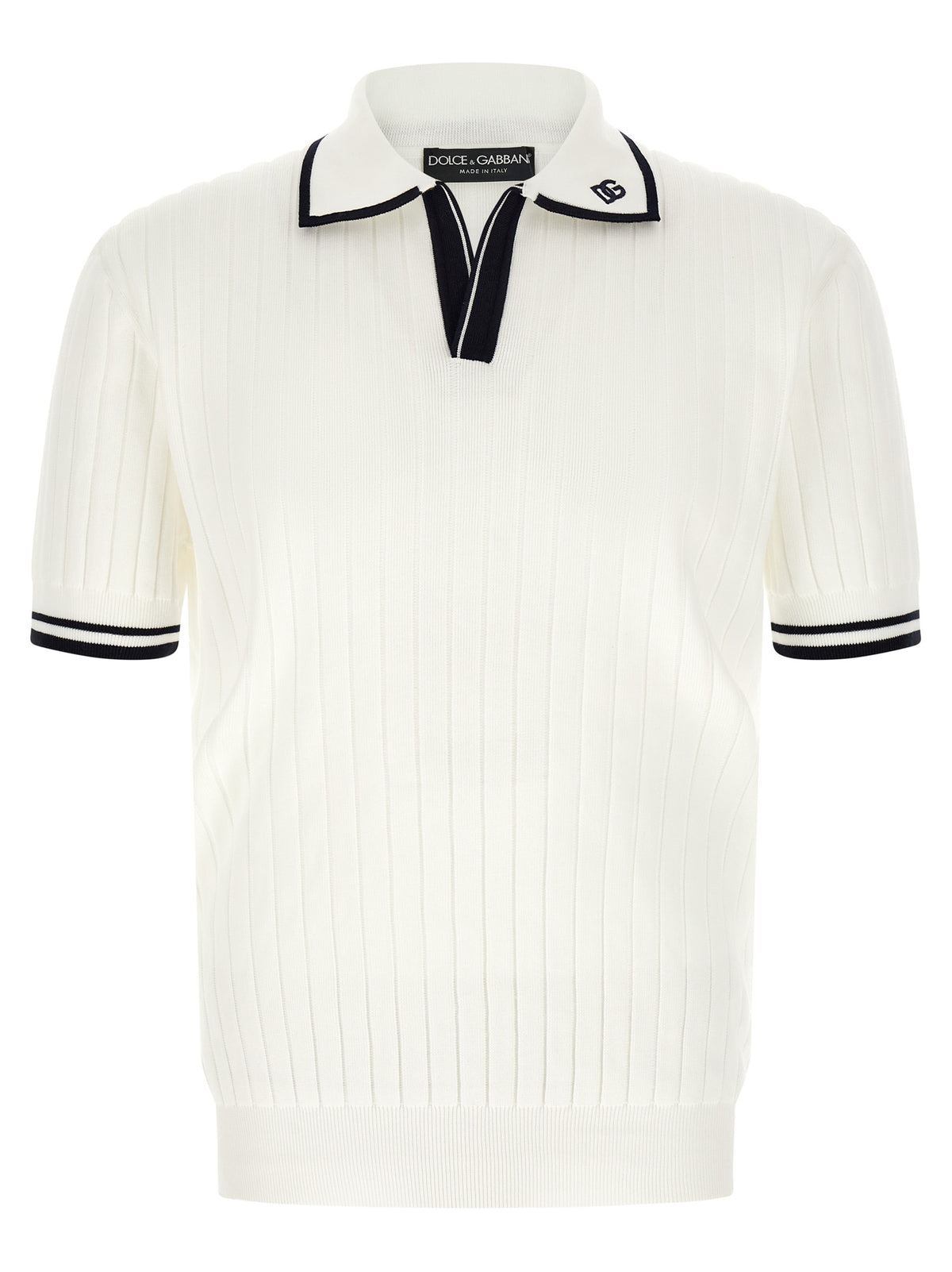 Dolce & Gabbana Bicolor Cotton Polo Shirt - White/Black - XXL