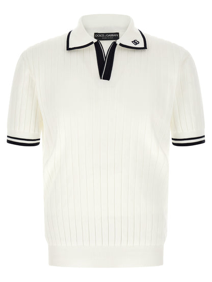 Dolce & Gabbana Bicolor Cotton Polo Shirt - White/Black - XXL
