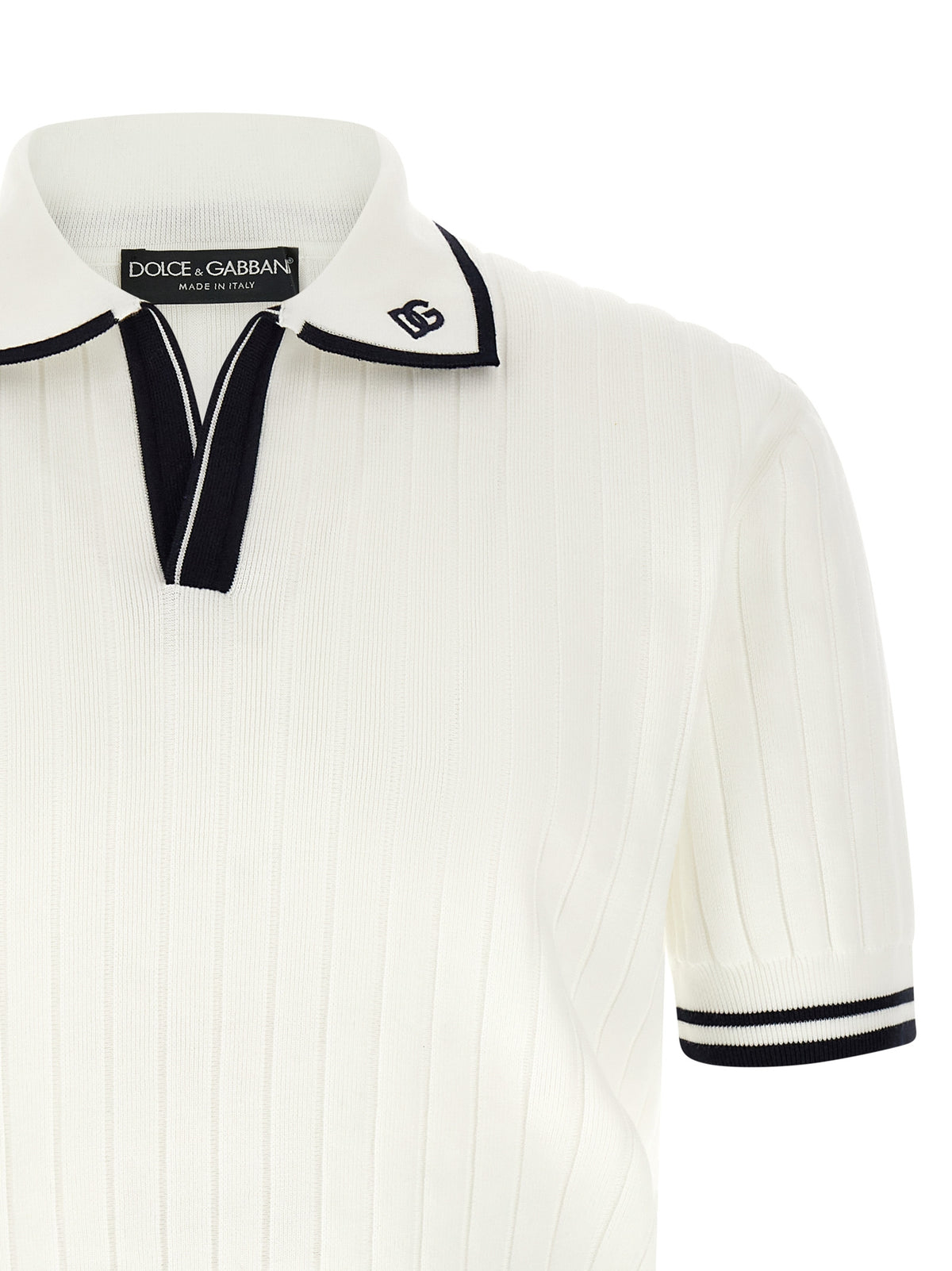 Dolce & Gabbana Bicolor Cotton Polo Shirt - White/Black - XXL