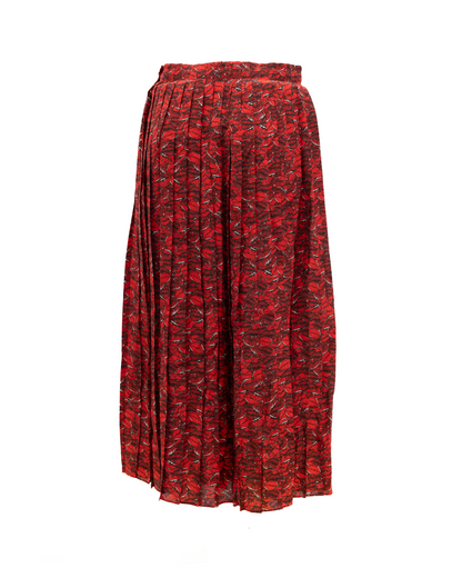 Valentino Garavani Women Midi Red Skirt with Black and White Details