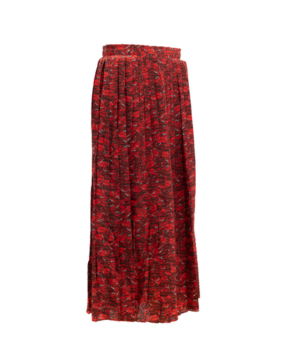 Valentino Garavani Women Midi Red Skirt with Black and White Details