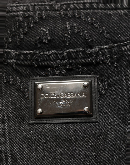 Dolce & Gabbana Dark Gray Cotton Wide-Leg Oversize Denim Jeans