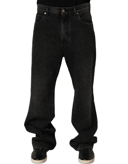 Dolce & Gabbana Dark Gray Cotton Wide-Leg Oversize Denim Jeans