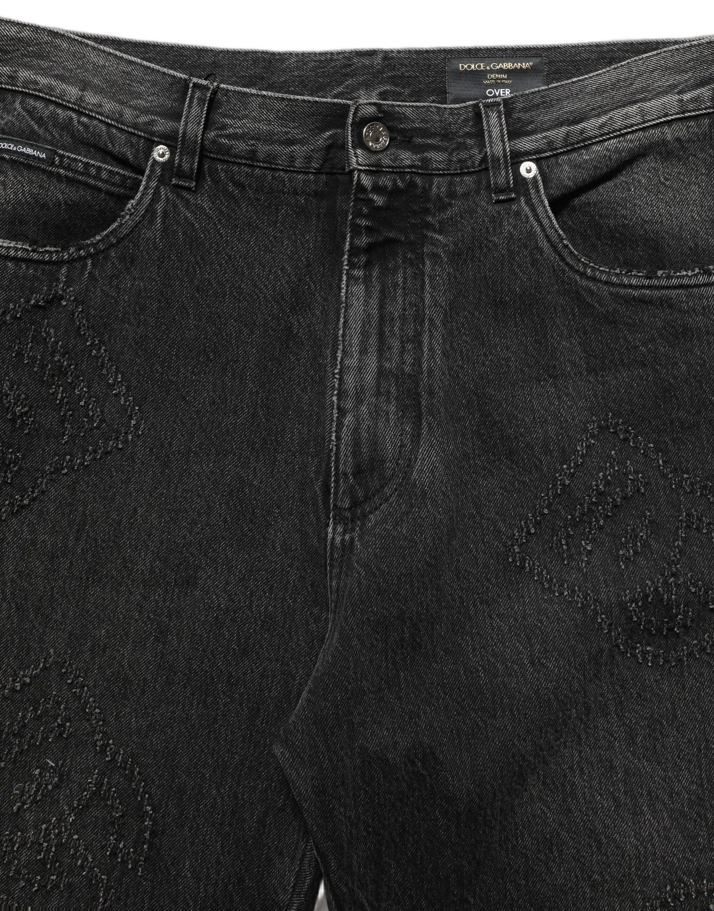Dolce & Gabbana Dark Gray Cotton Wide-Leg Oversize Denim Jeans