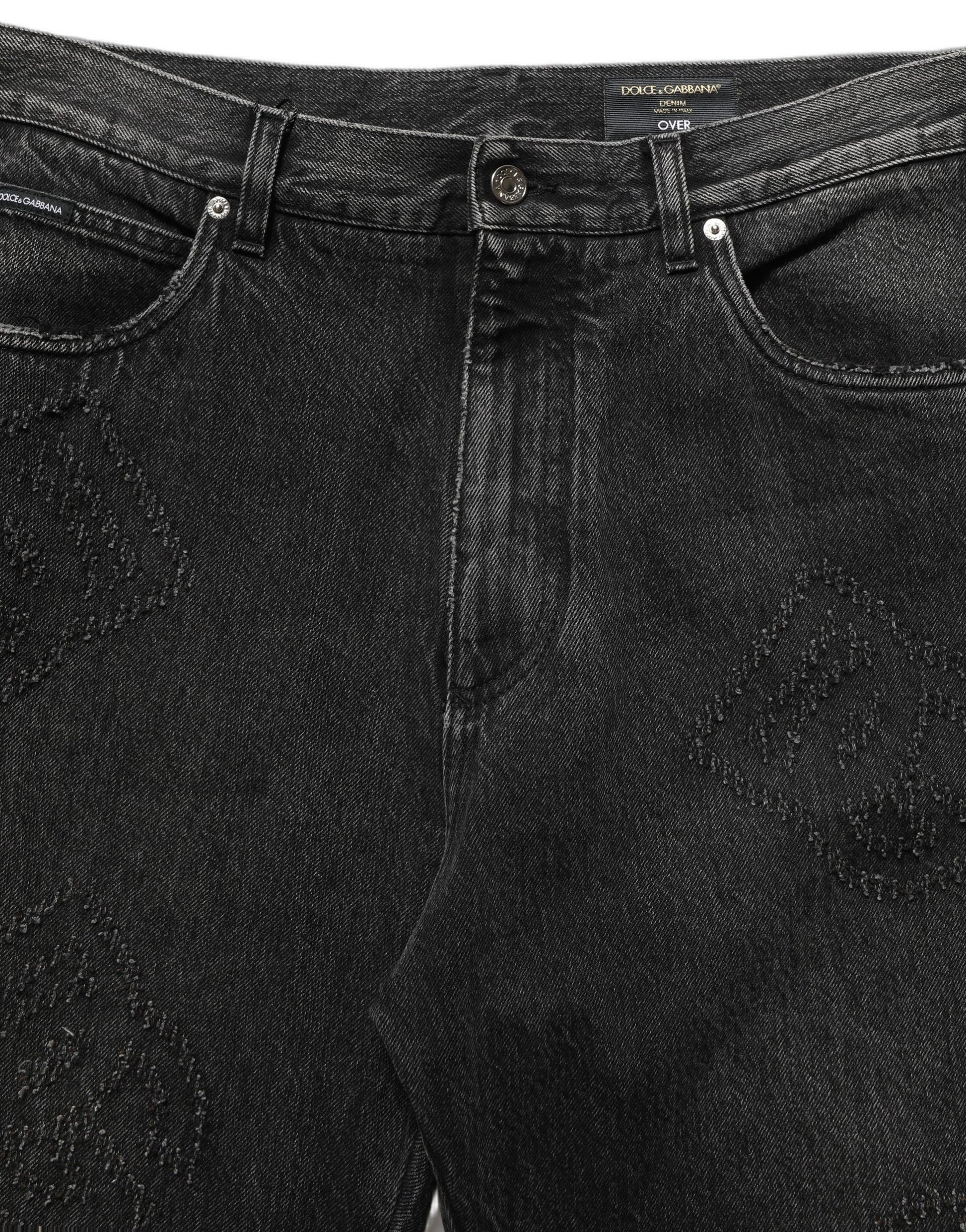 Dolce & Gabbana Dark Gray Cotton Wide-Leg Oversize Denim Jeans