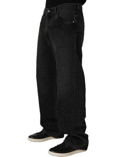 Dolce & Gabbana Dark Gray Cotton Wide-Leg Oversize Denim Jeans