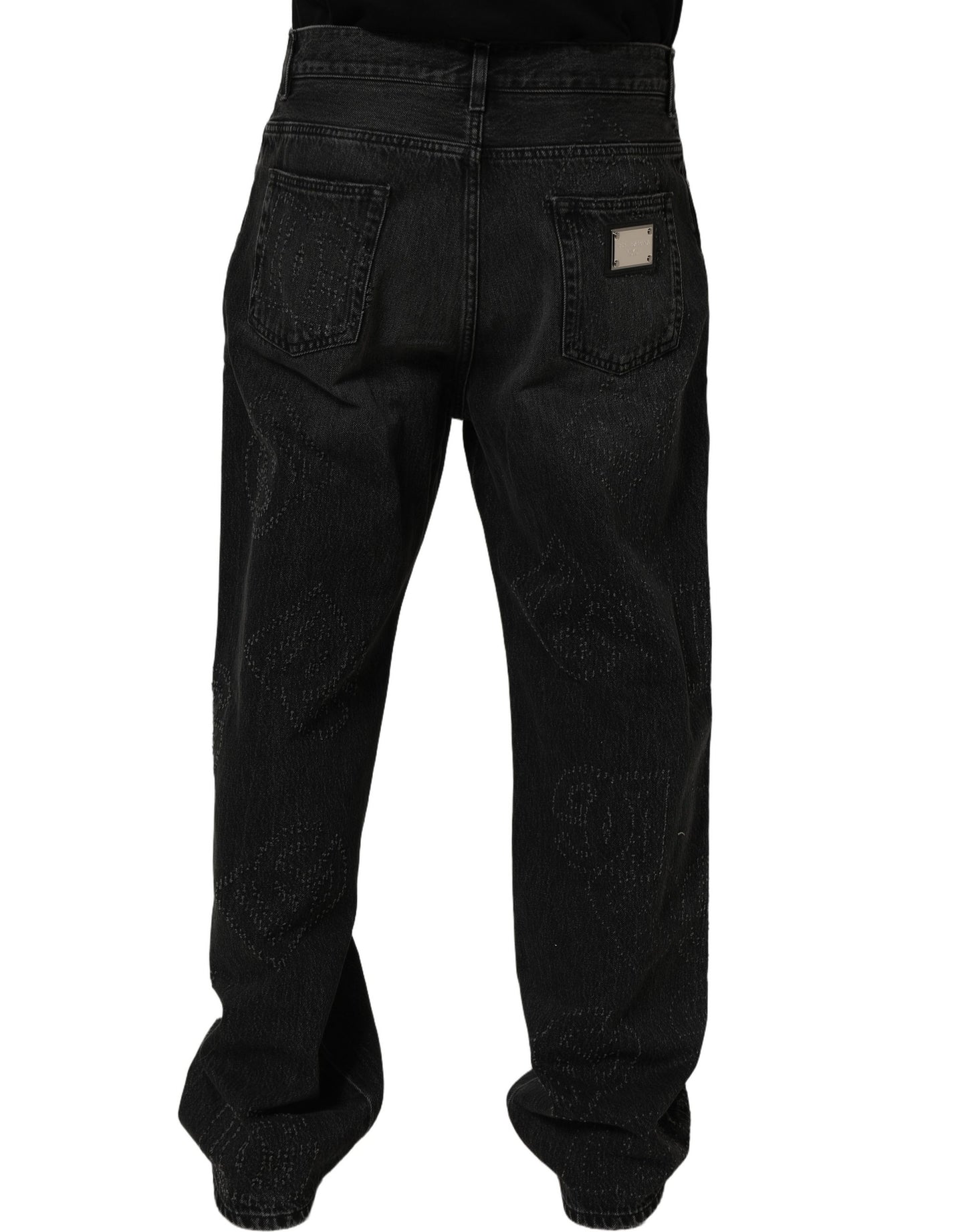 Dolce & Gabbana Dark Gray Cotton Wide-Leg Oversize Denim Jeans