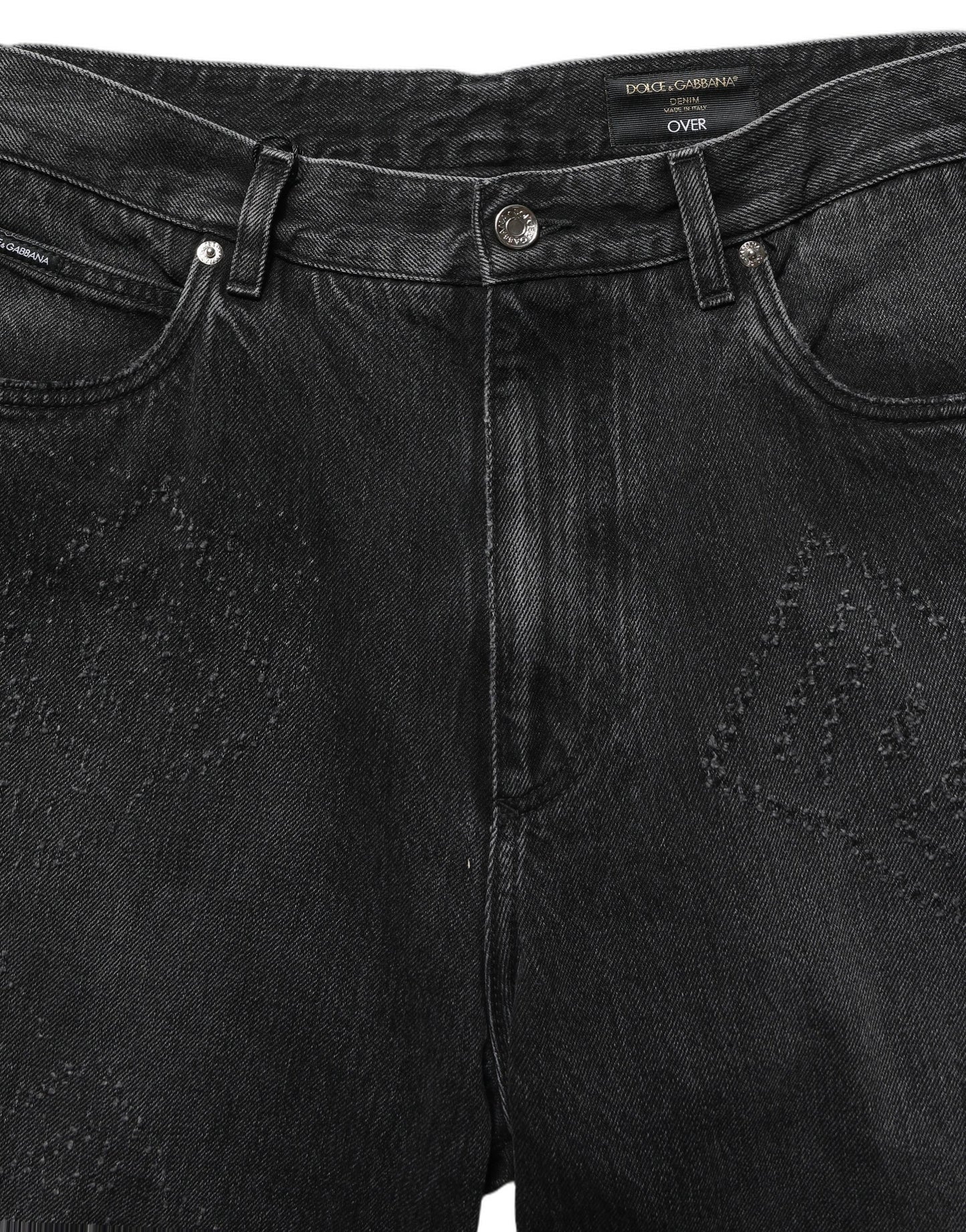 Dolce & Gabbana Dark Gray Cotton Wide-Leg Oversize Denim Jeans