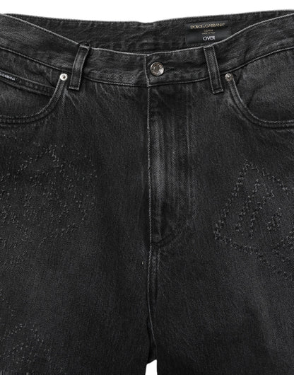 Dolce & Gabbana Dark Gray Cotton Wide-Leg Oversize Denim Jeans