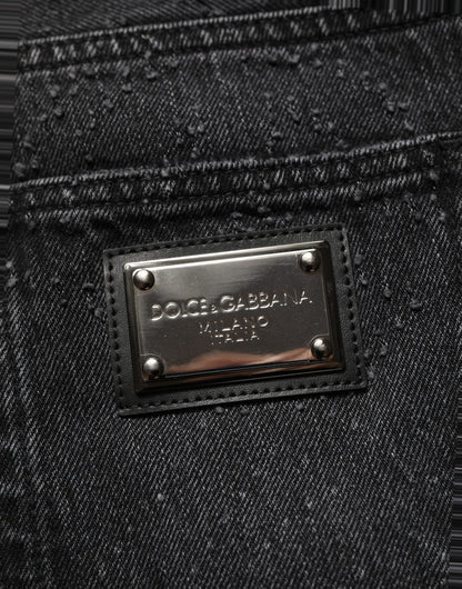 Dolce & Gabbana Dark Gray Cotton Wide-Leg Oversize Denim Jeans