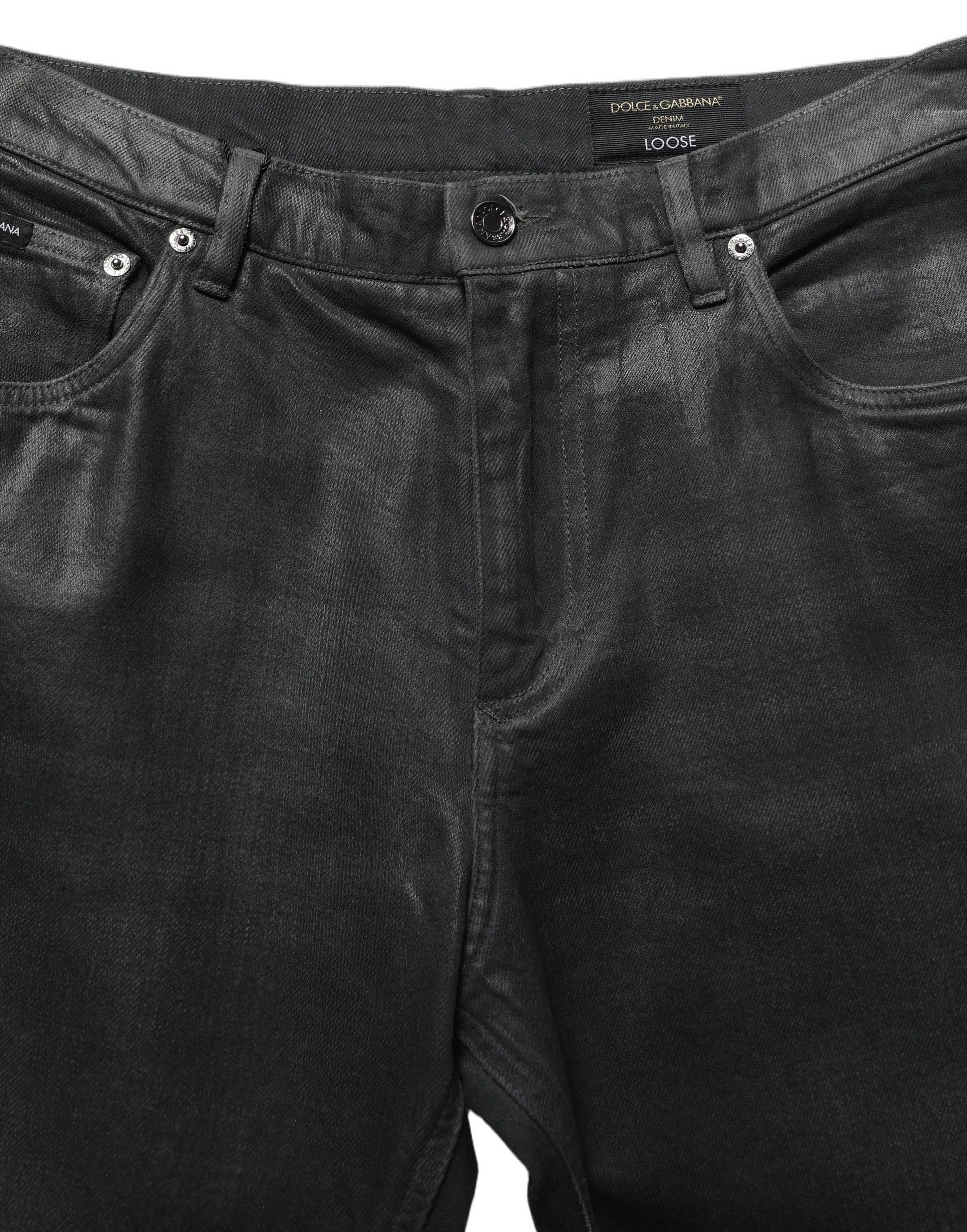 Dolce & Gabbana Dark Gray Cotton Loose Fit Men Denim Jeans