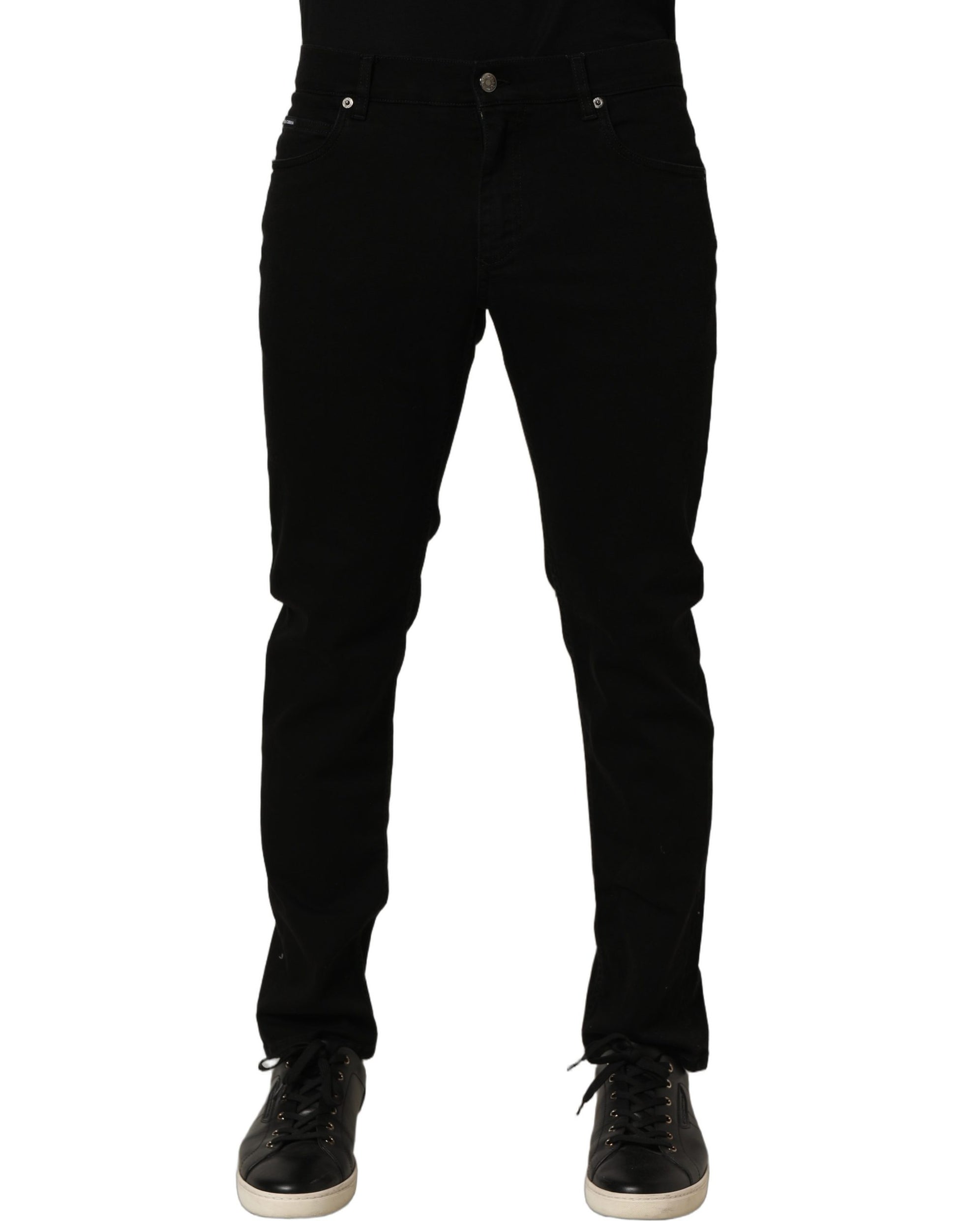 Dolce & Gabbana Black Cotton Stretch Regular Skinny Denim Jeans