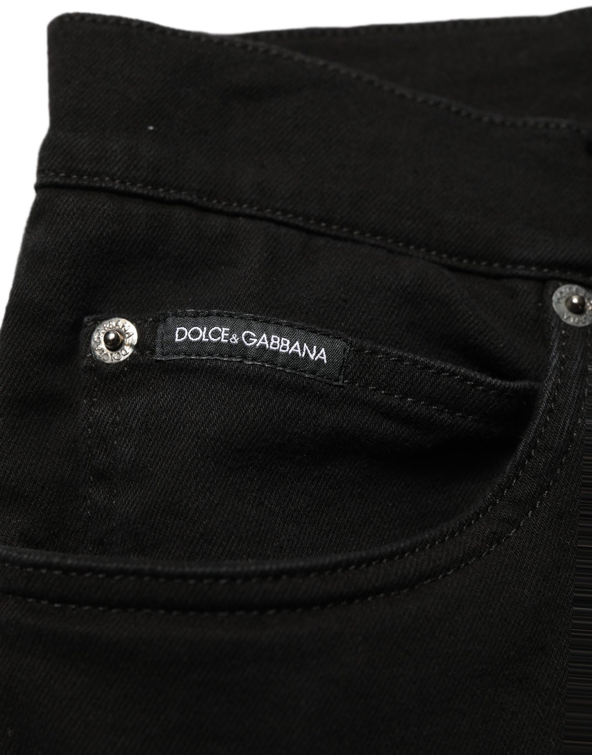 Dolce & Gabbana Black Cotton Stretch Regular Skinny Denim Jeans