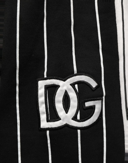 Dolce & Gabbana Black Striped DG Patch Men Sweatpants