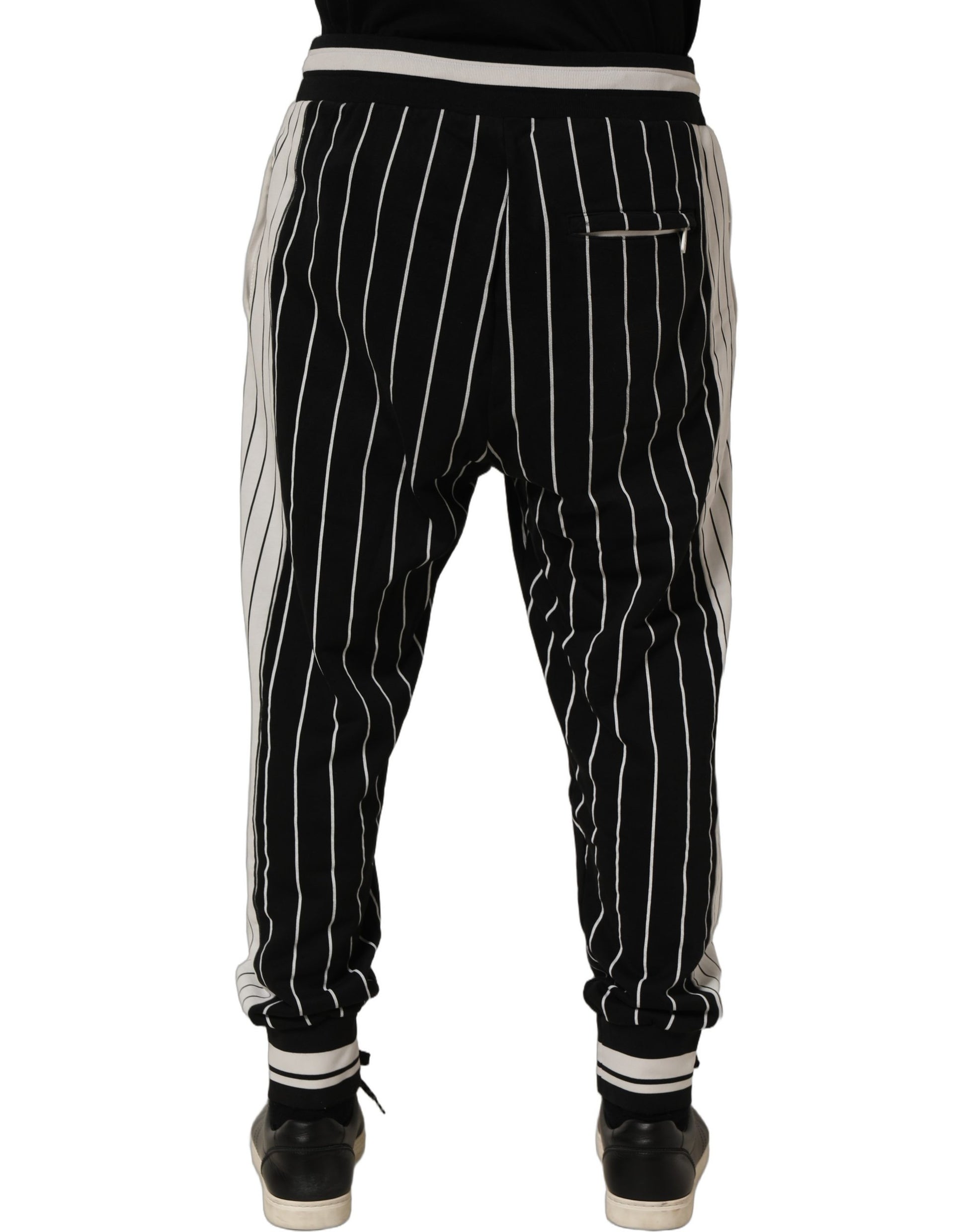 Dolce & Gabbana Black Striped DG Patch Men Sweatpants