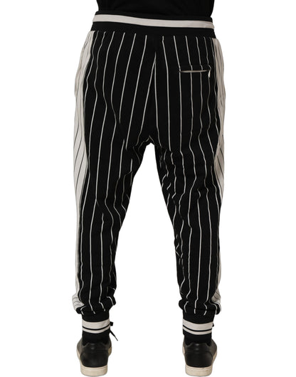 Dolce & Gabbana Black Striped DG Patch Men Sweatpants