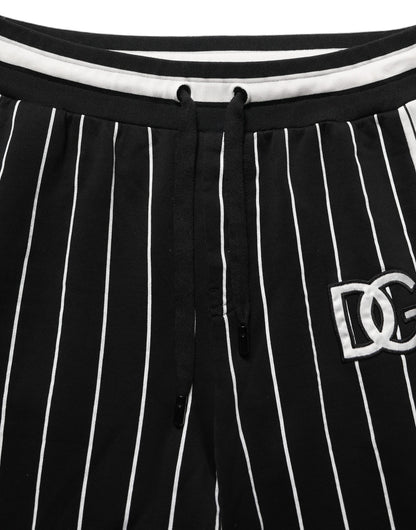 Dolce & Gabbana Black Striped DG Patch Men Sweatpants