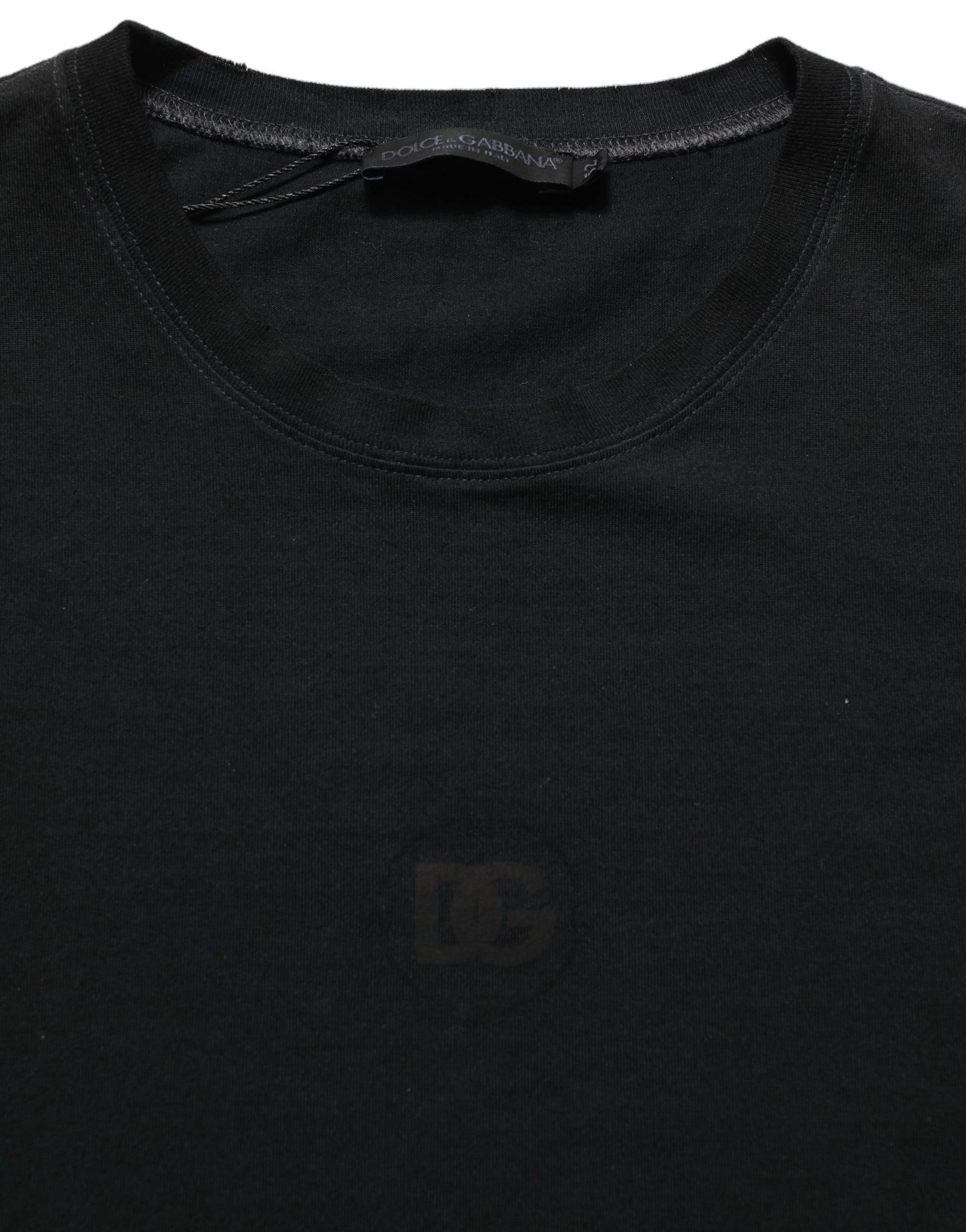 Dolce & Gabbana Black Cotton Short Sleeve Crew Neck T-shirt