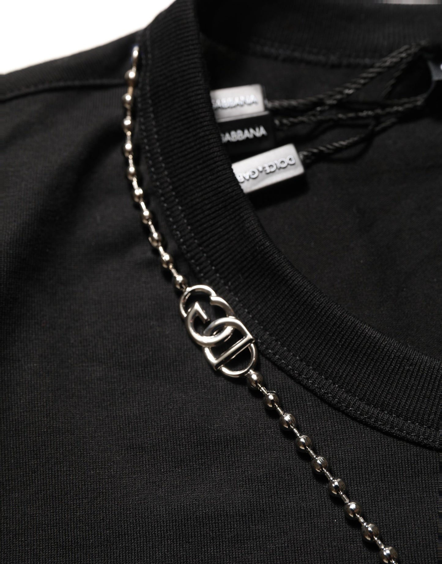 Dolce & Gabbana Black Dog Tag Short Sleeve Crew Neck T-shirt