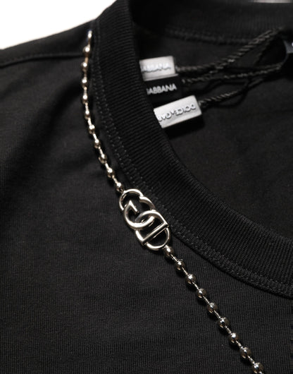 Dolce & Gabbana Black Dog Tag Short Sleeve Crew Neck T-shirt