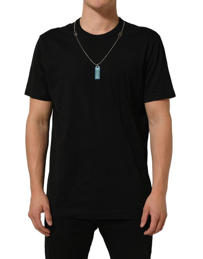 Dolce & Gabbana Black Dog Tag Short Sleeve Crew Neck T-shirt
