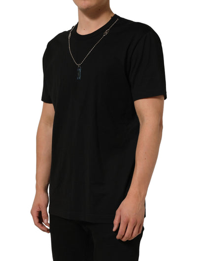 Dolce & Gabbana Black Dog Tag Short Sleeve Crew Neck T-shirt