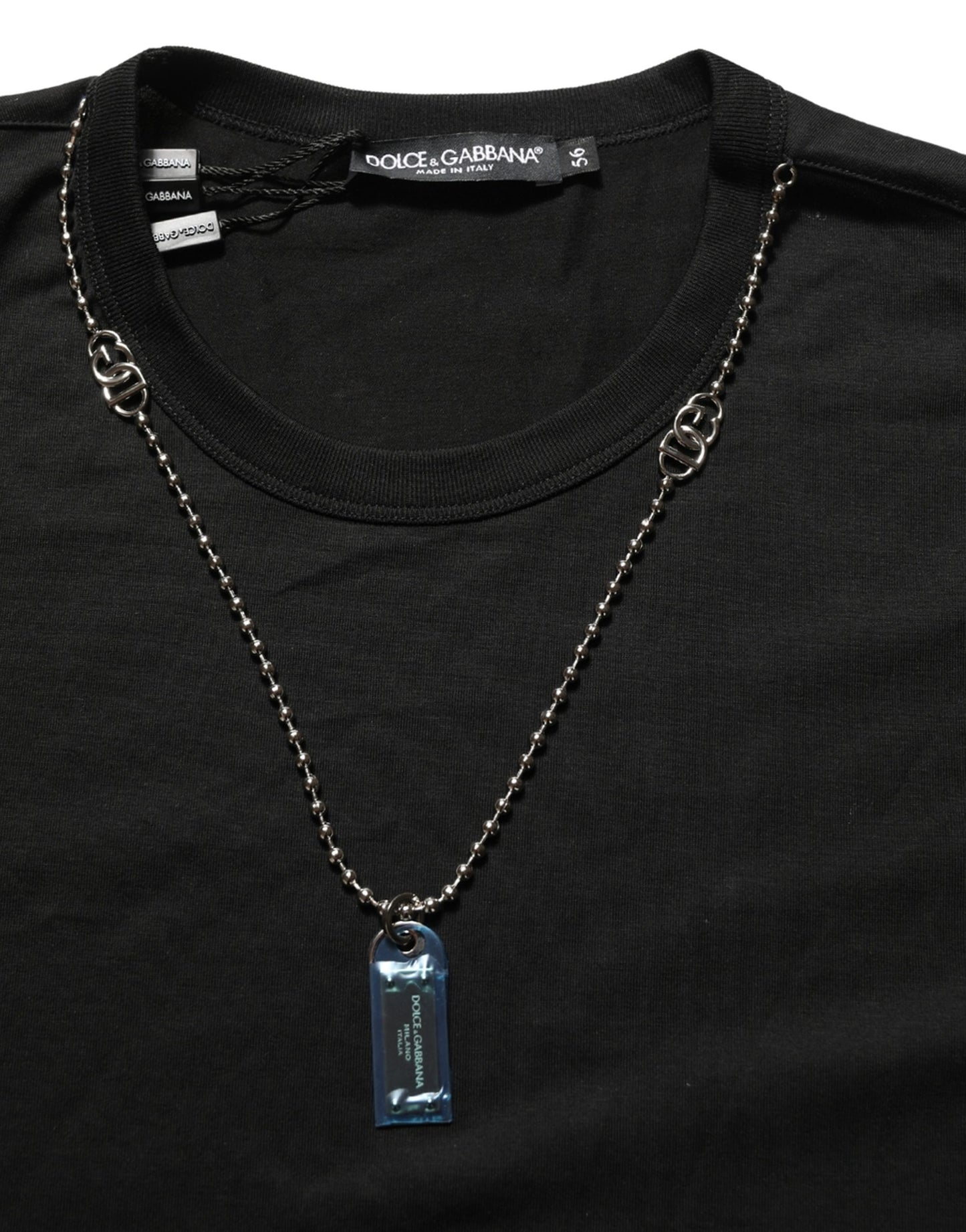 Dolce & Gabbana Black Dog Tag Short Sleeve Crew Neck T-shirt