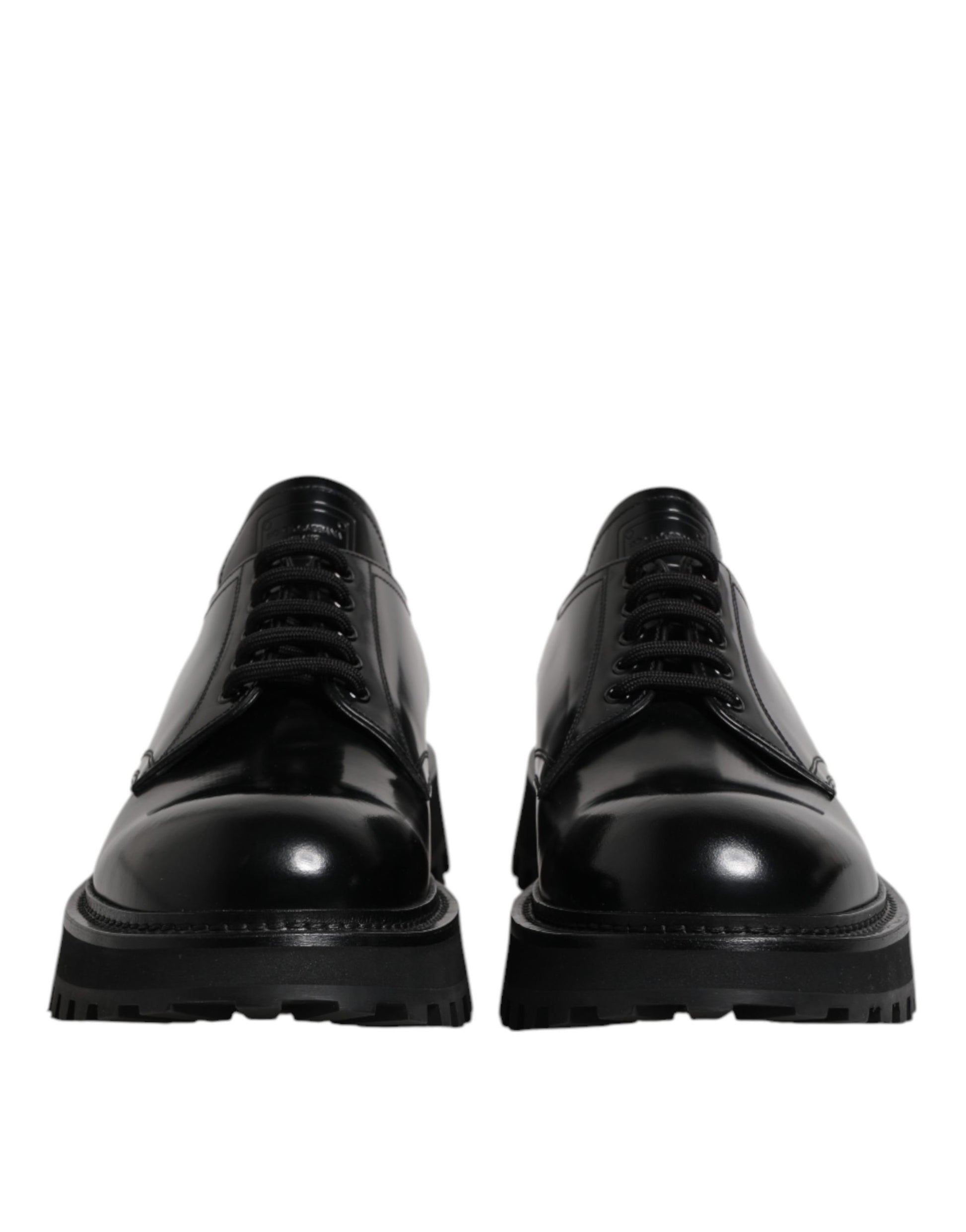 Dolce & Gabbana Black Calf Leather Hi-Trekking Derby Shoes EU45/US12
