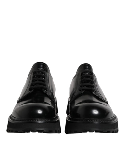 Dolce & Gabbana Black Calf Leather Hi-Trekking Derby Shoes EU45/US12