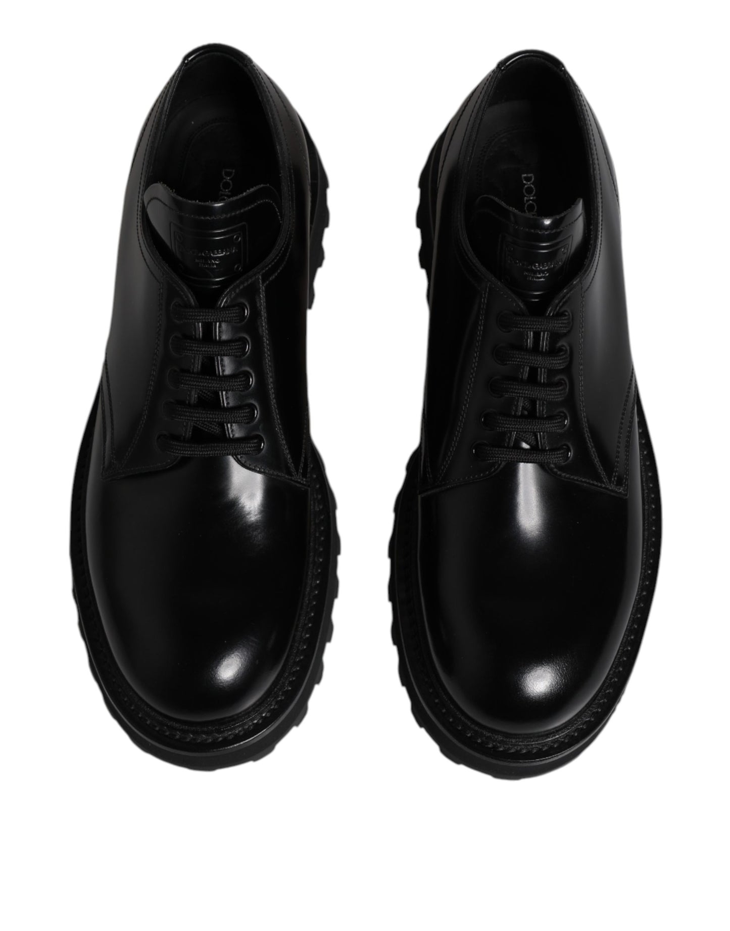 Dolce & Gabbana Black Calf Leather Hi-Trekking Derby Shoes EU45/US12