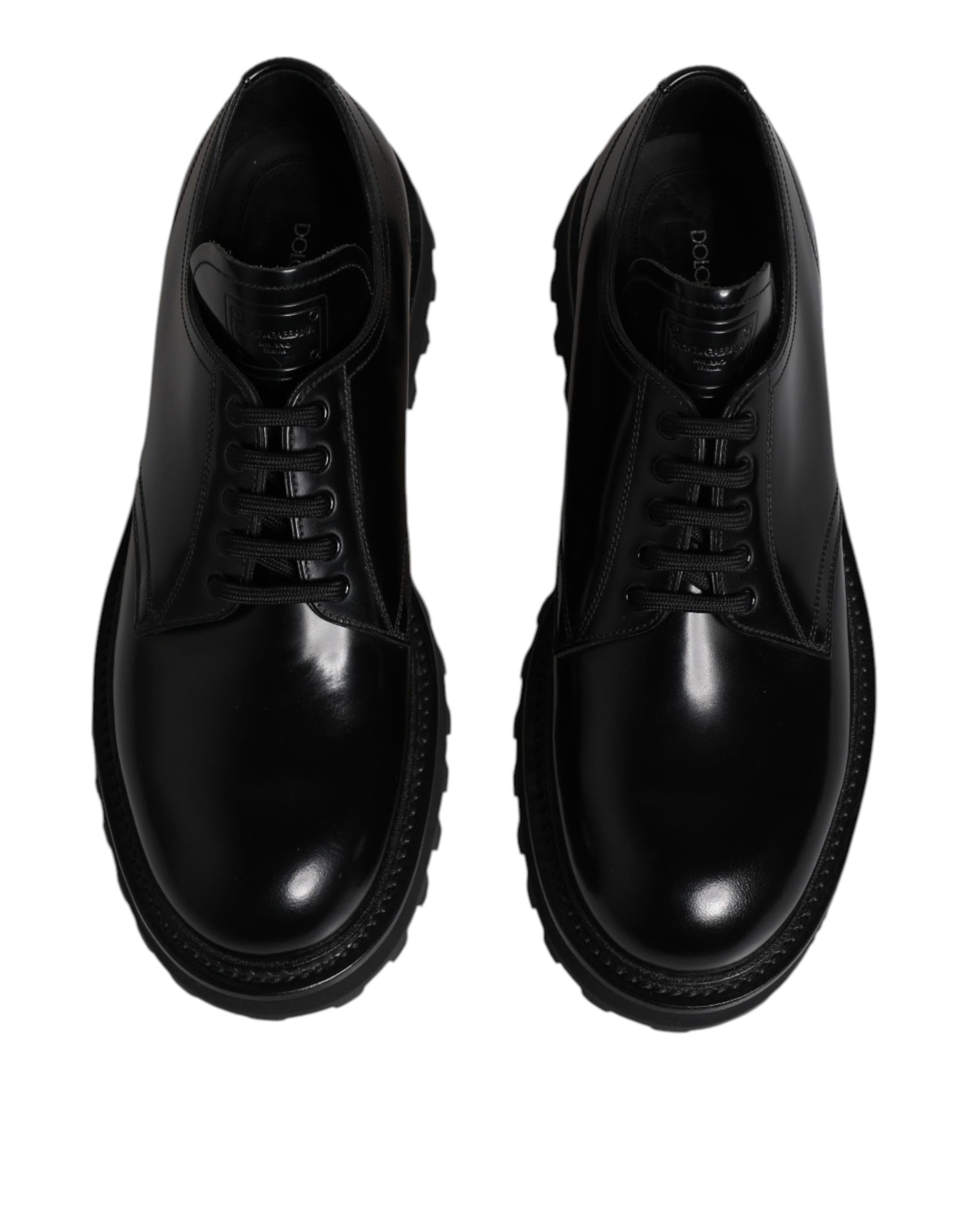 Dolce & Gabbana Black Calf Leather Hi-Trekking Derby Shoes EU45/US12