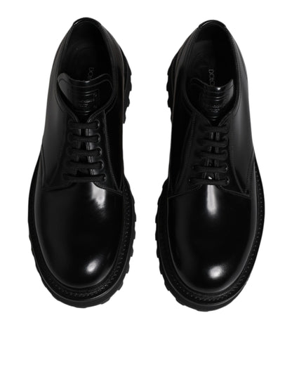 Dolce & Gabbana Black Calf Leather Hi-Trekking Derby Shoes EU45/US12