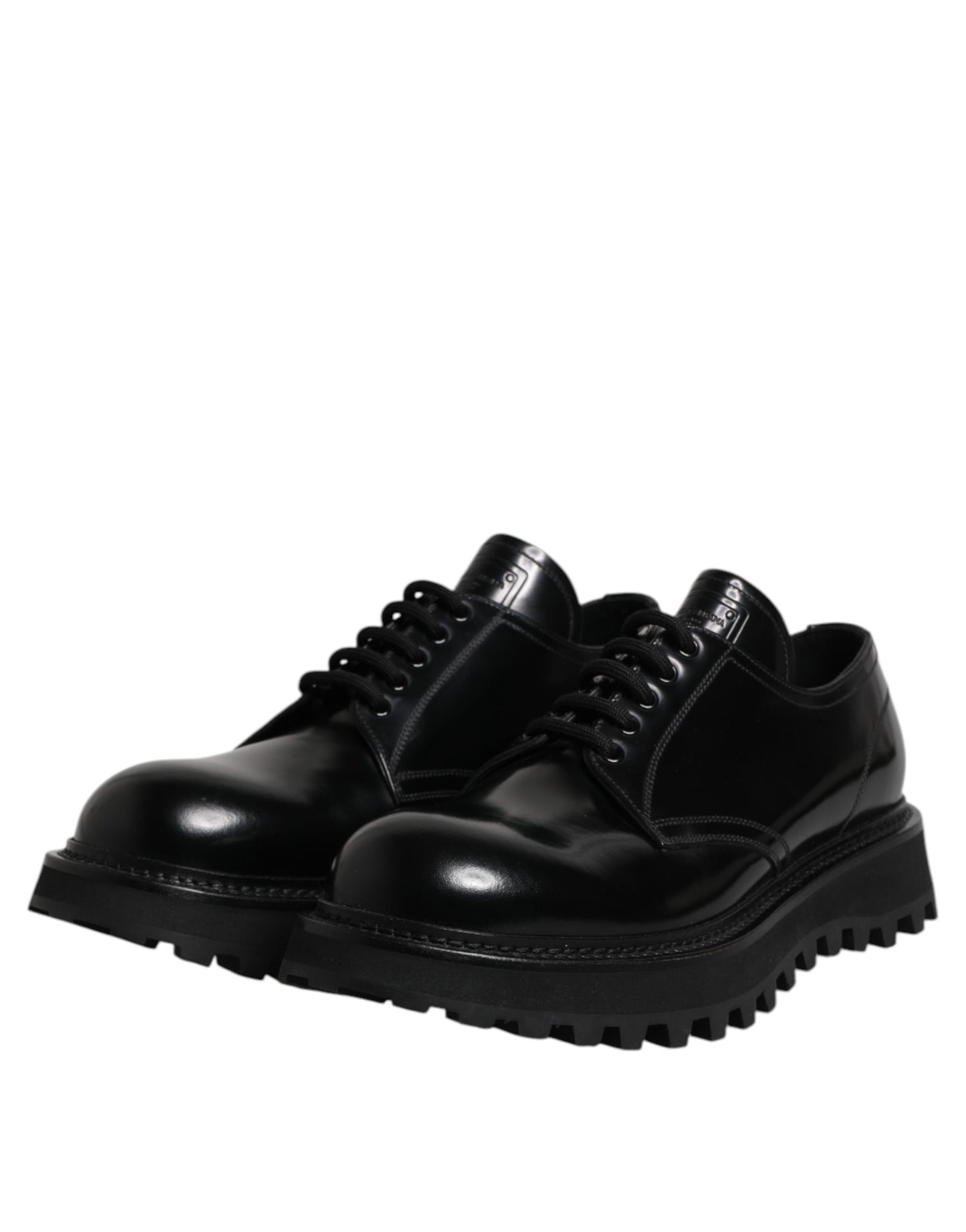 Dolce & Gabbana Black Calf Leather Hi-Trekking Derby Shoes EU45/US12