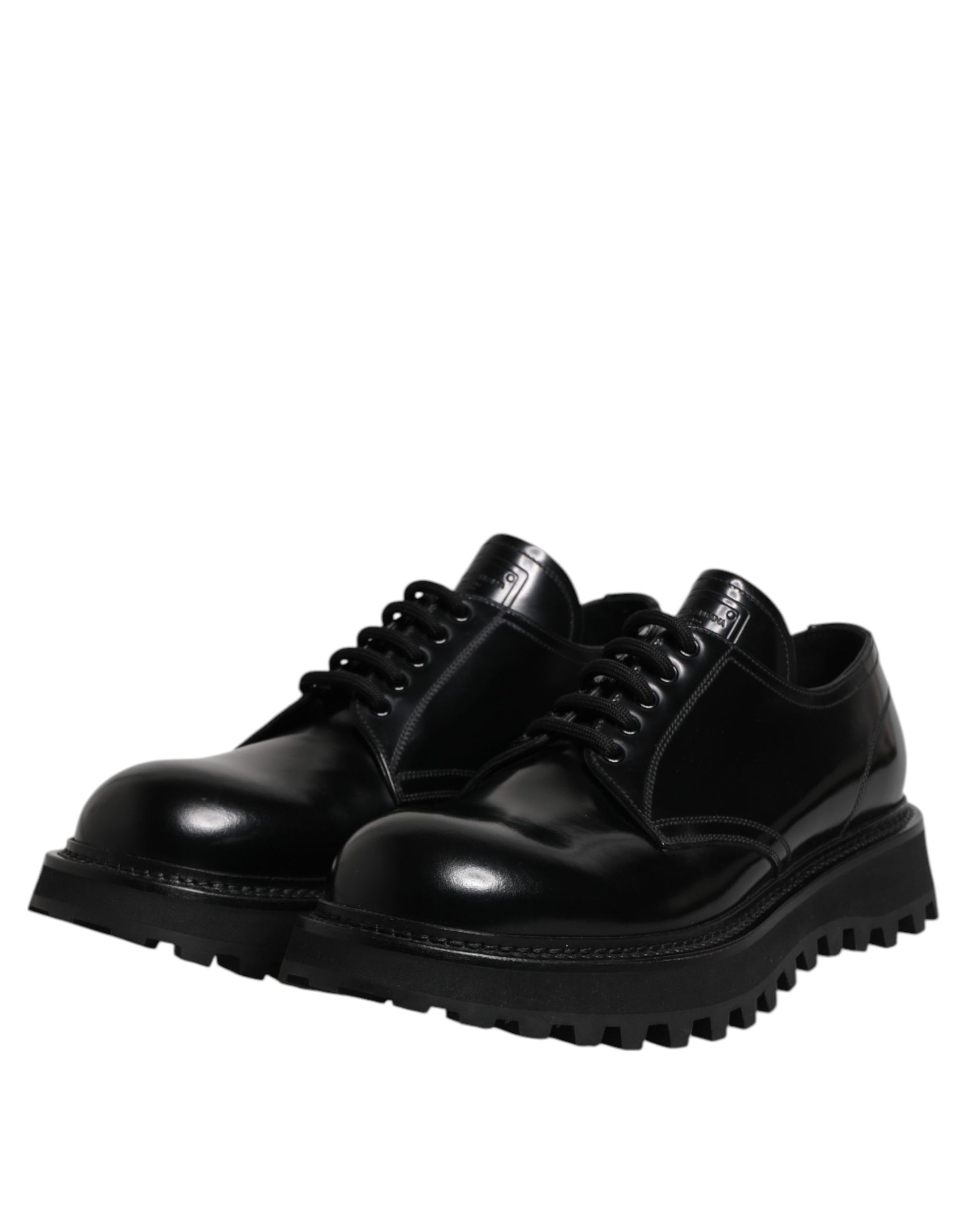Dolce & Gabbana Black Calf Leather Hi-Trekking Derby Shoes EU45/US12