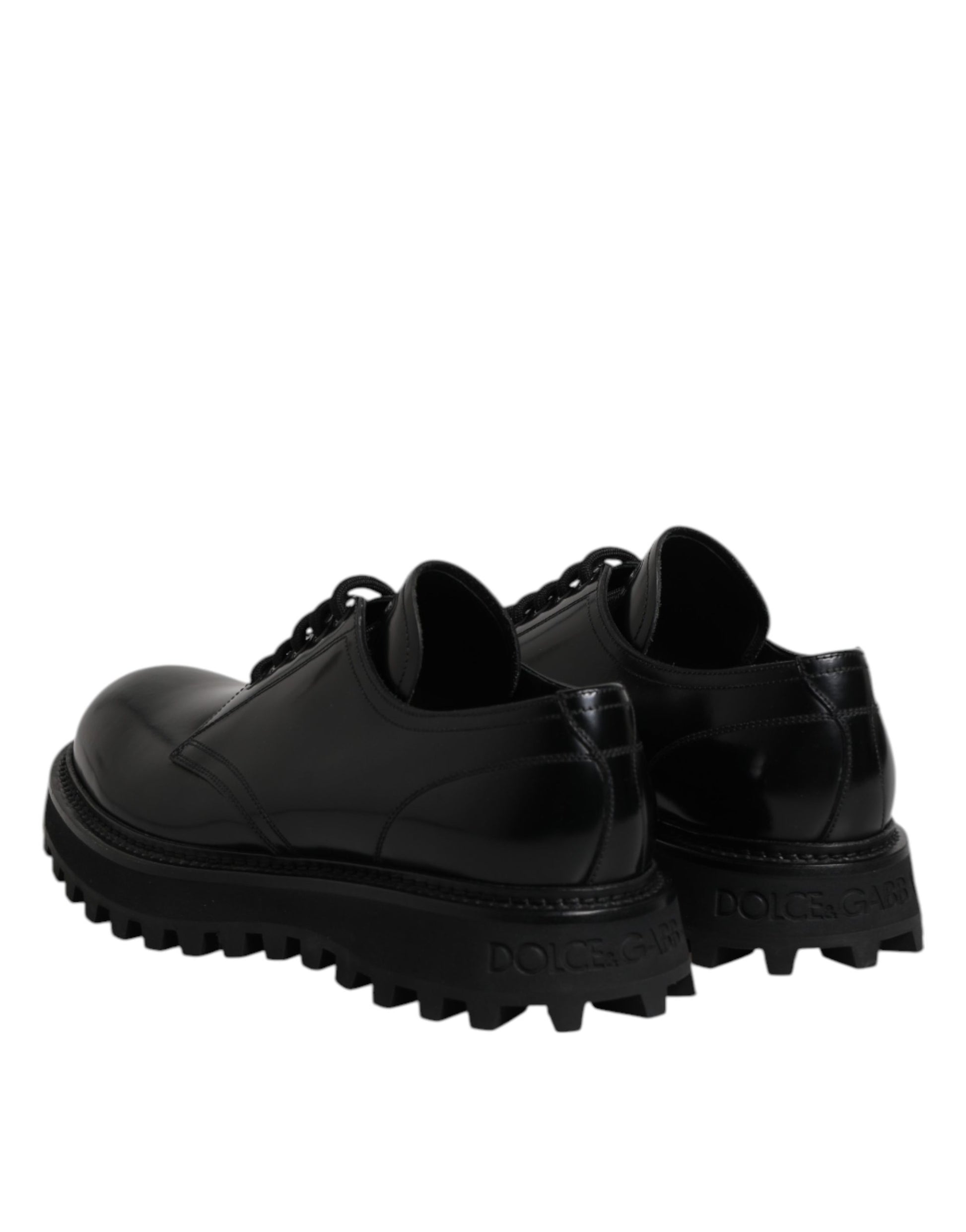 Dolce & Gabbana Black Calf Leather Hi-Trekking Derby Shoes EU45/US12