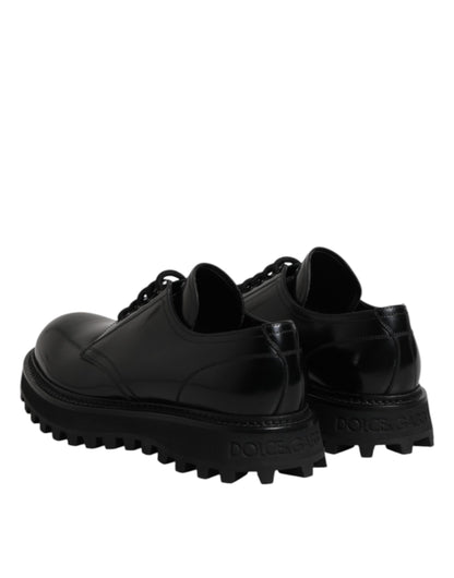 Dolce & Gabbana Black Calf Leather Hi-Trekking Derby Shoes EU45/US12