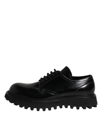 Dolce & Gabbana Black Calf Leather Hi-Trekking Derby Shoes EU45/US12