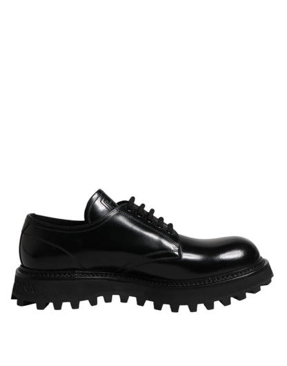 Dolce & Gabbana Black Calf Leather Hi-Trekking Derby Shoes EU45/US12