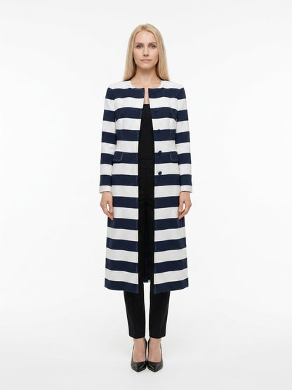 Dolce & Gabbana Navy Blue Viscose Coat