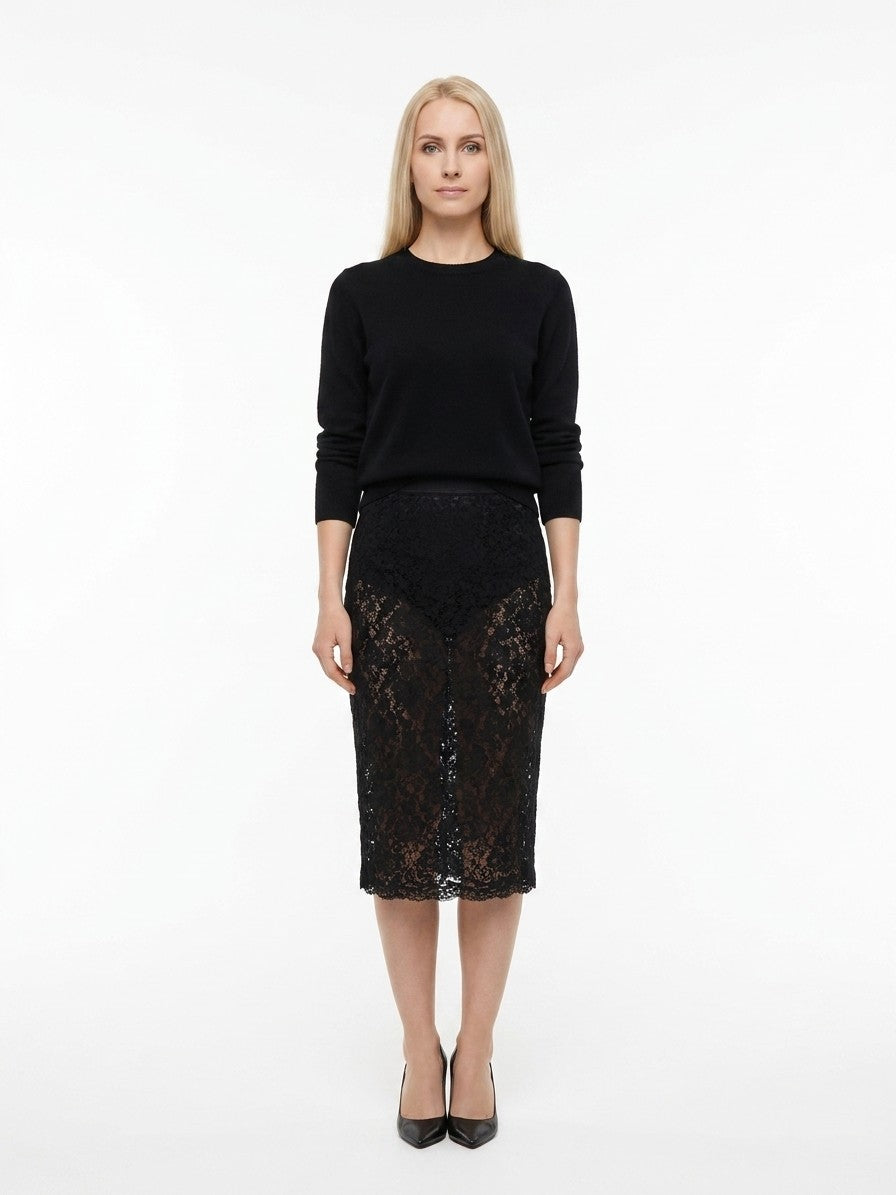 Dolce & Gabbana Black Polyamide Midi Skirt IT36|XXS