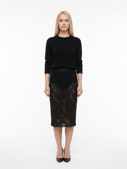 Dolce & Gabbana Black Polyamide Midi Skirt IT36|XXS