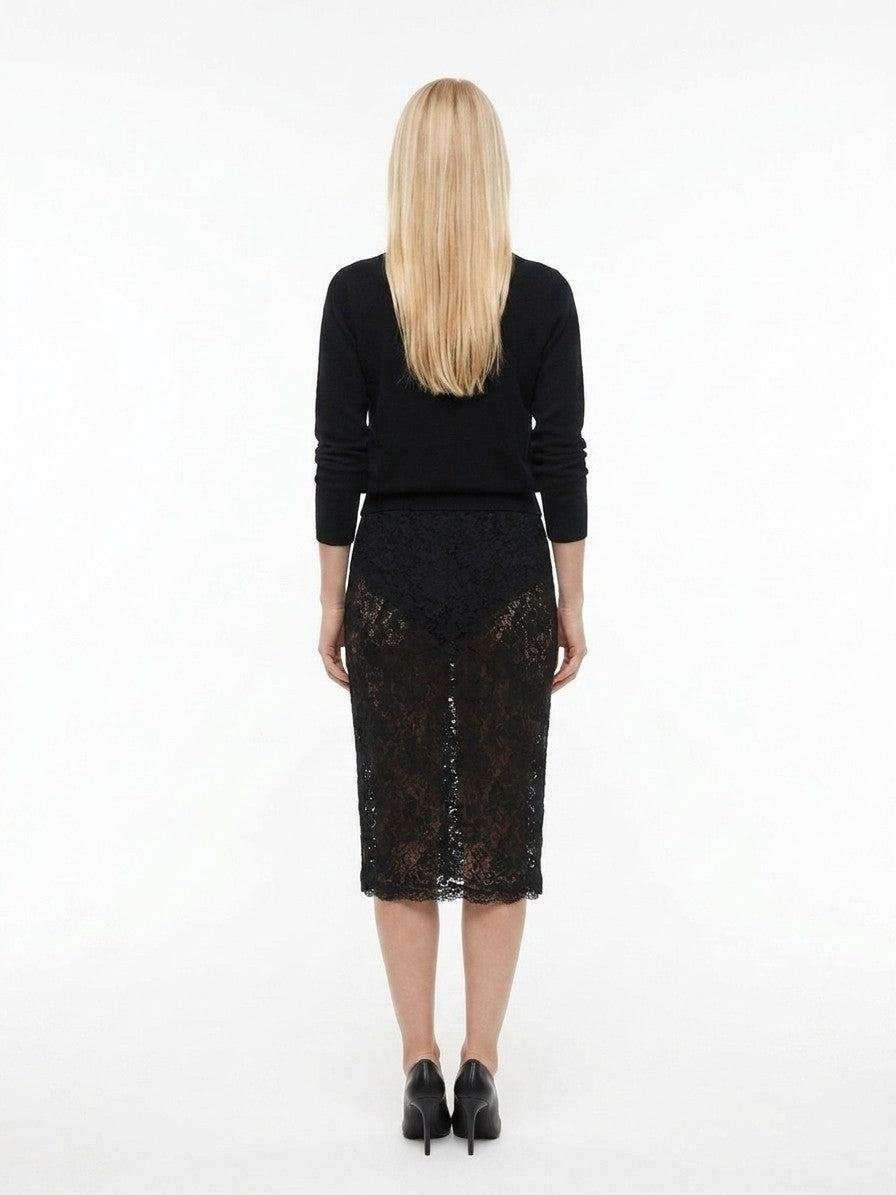 Dolce & Gabbana Black Polyamide Midi Skirt IT36|XXS