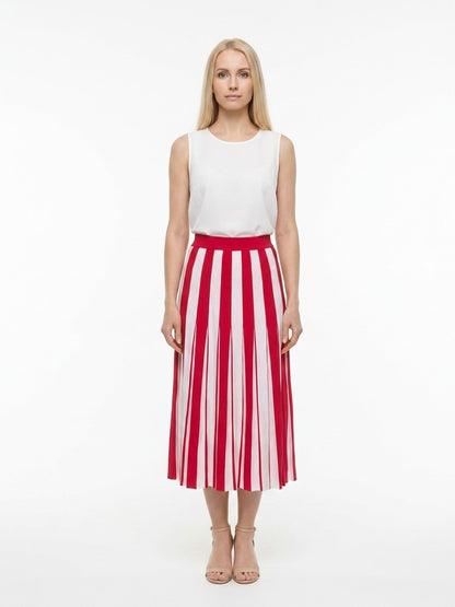 Dolce & Gabbana Red Elastane Midi Skirt