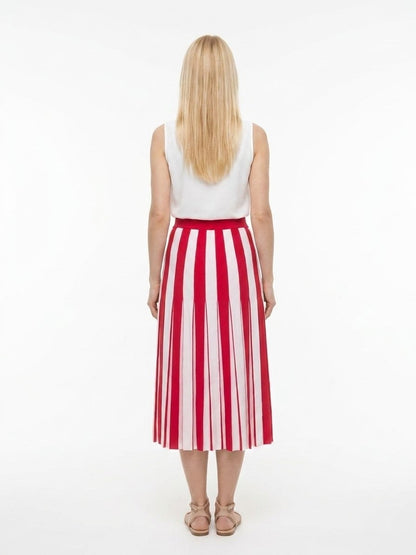 Dolce & Gabbana Red Elastane Midi Skirt
