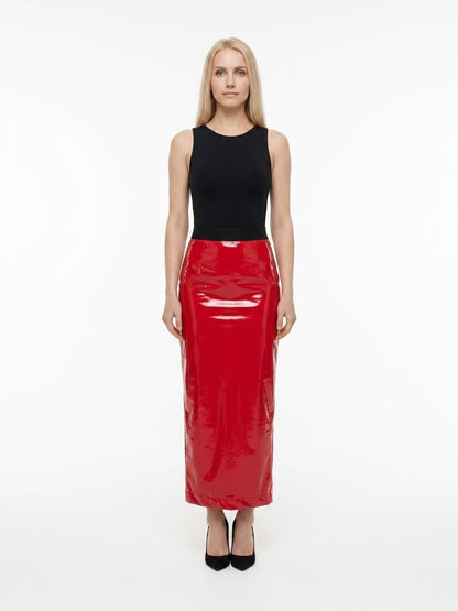 Dolce & Gabbana Red Elastane Long Skirt IT40|S