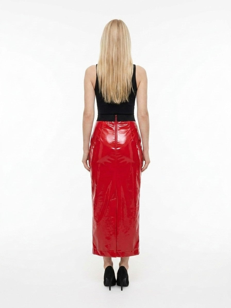 Dolce & Gabbana Red Elastane Long Skirt IT40|S