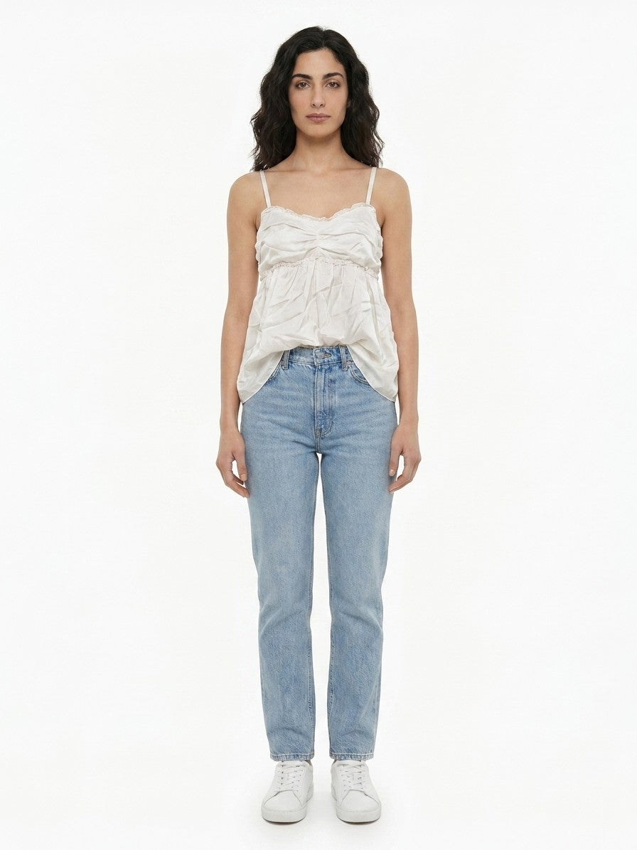 Dolce & Gabbana White Silk Sleeveless T-Shirt