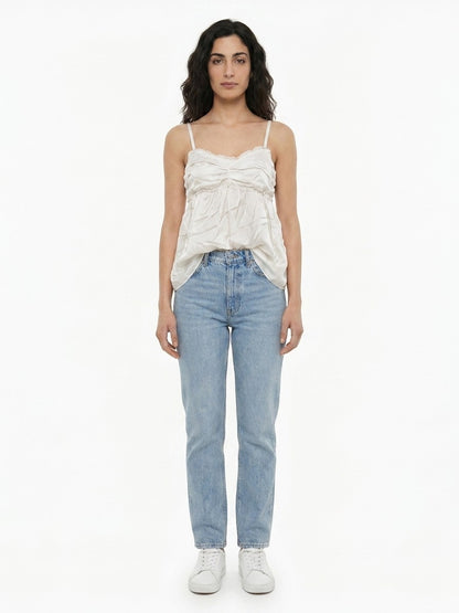 Dolce & Gabbana White Silk Sleeveless T-Shirt
