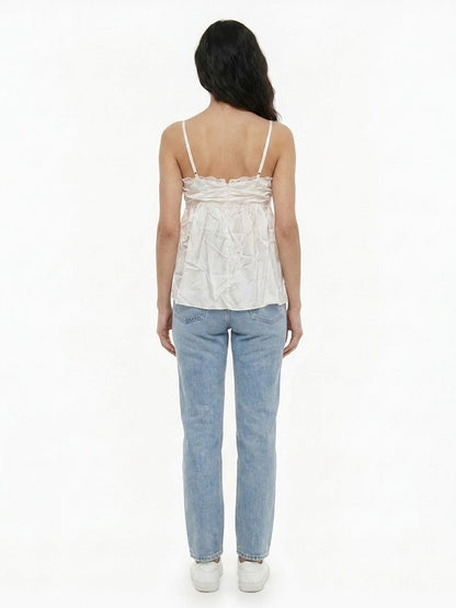 Dolce & Gabbana White Silk Sleeveless T-Shirt